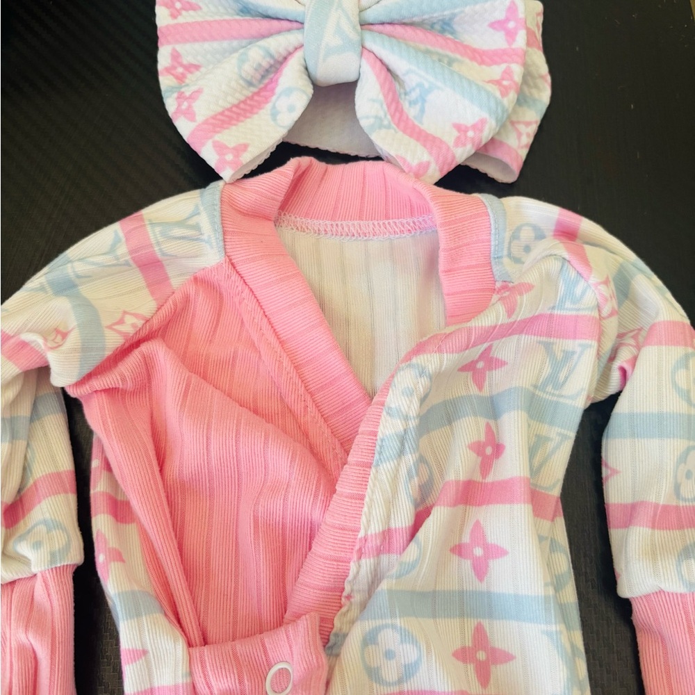 Pink and Blue Boujee Baby coming home outfit